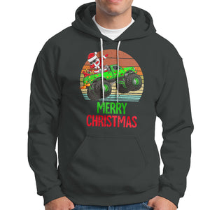 Merry Christmas Santa Monster Truck Dabbing Hoodie TS09 Dark Heather Printyourwear