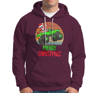 Merry Christmas Santa Monster Truck Dabbing Hoodie TS09 Maroon Printyourwear