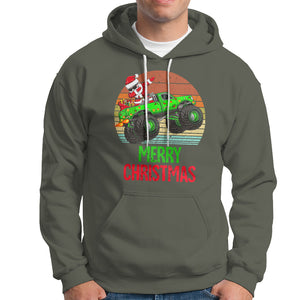 Merry Christmas Santa Monster Truck Dabbing Hoodie TS09 Military Green Printyourwear