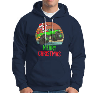 Merry Christmas Santa Monster Truck Dabbing Hoodie TS09 Navy Printyourwear