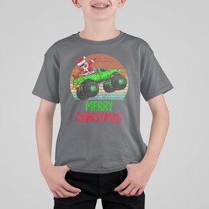 Merry Christmas Santa Monster Truck Dabbing T Shirt For Kid TS09 Charcoal Printyourwear