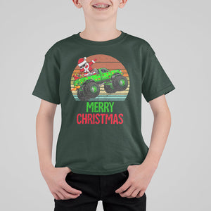 Merry Christmas Santa Monster Truck Dabbing T Shirt For Kid TS09 Dark Forest Green Printyourwear