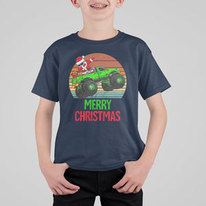 Merry Christmas Santa Monster Truck Dabbing T Shirt For Kid TS09 Navy Printyourwear