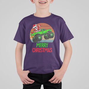 Merry Christmas Santa Monster Truck Dabbing T Shirt For Kid TS09 Purple Printyourwear