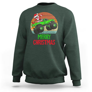 Merry Christmas Santa Monster Truck Dabbing Sweatshirt TS09 Dark Forest Green Printyourwear