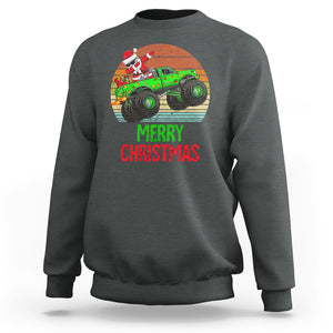 Merry Christmas Santa Monster Truck Dabbing Sweatshirt TS09 Dark Heather Printyourwear