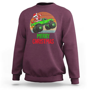 Merry Christmas Santa Monster Truck Dabbing Sweatshirt TS09 Maroon Printyourwear