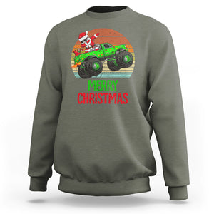 Merry Christmas Santa Monster Truck Dabbing Sweatshirt TS09 Military Green Printyourwear