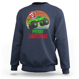 Merry Christmas Santa Monster Truck Dabbing Sweatshirt TS09 Navy Printyourwear