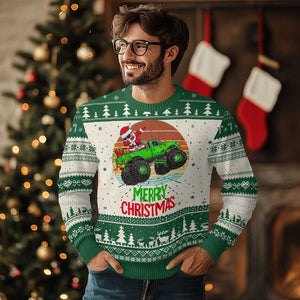 Merry Christmas Santa Monster Truck Dabbing Ugly Christmas Sweater TS09 Green Print Your Wear