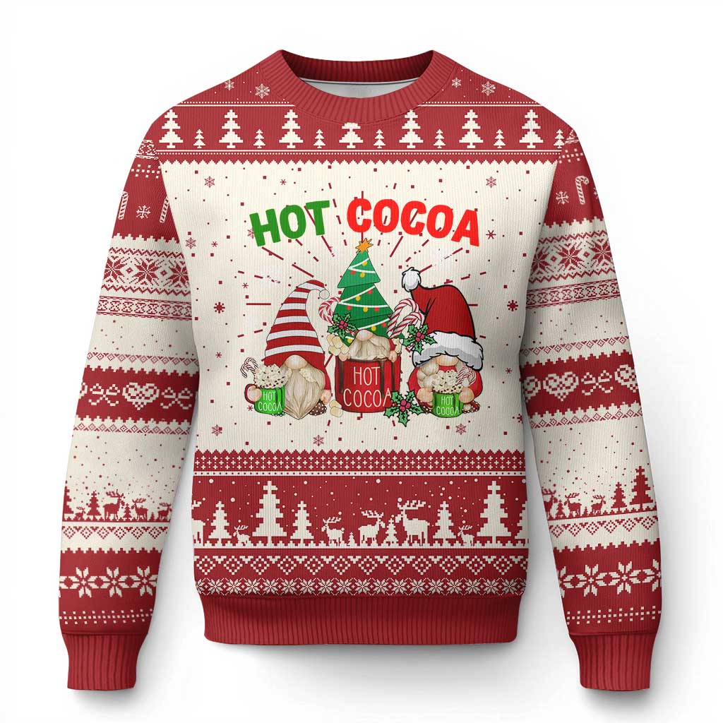 Hot Cocoa Gnomes Drink Hot Chocolate Watch Christmas Movies Ugly Christmas Sweater TS09 Red Print Your Wear