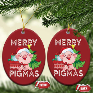 Merry Pigmas Cute Pig Santa Xmas Farmer Christmas Ornament TS09 Oval Red Print Your Wear