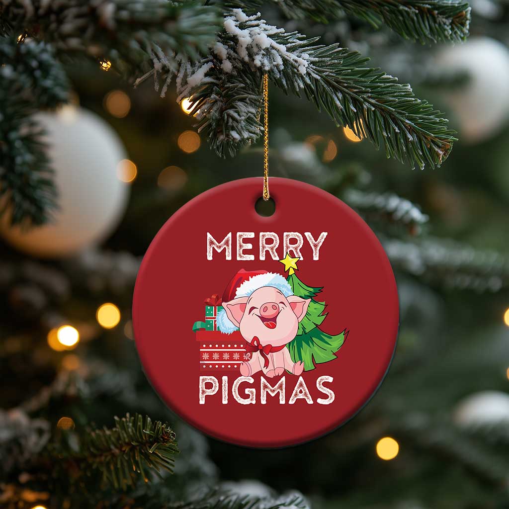 Merry Pigmas Cute Pig Santa Xmas Farmer Christmas Ornament TS09 Print Your Wear