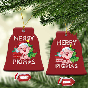 Merry Pigmas Cute Pig Santa Xmas Farmer Christmas Ornament TS09 Bell Flake Red Print Your Wear