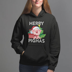 Merry Pigmas Pig Santa Christmas Light Farmer Hoodie TS09 Black Printyourwear