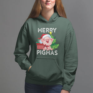 Merry Pigmas Pig Santa Christmas Light Farmer Hoodie TS09 Dark Forest Green Printyourwear