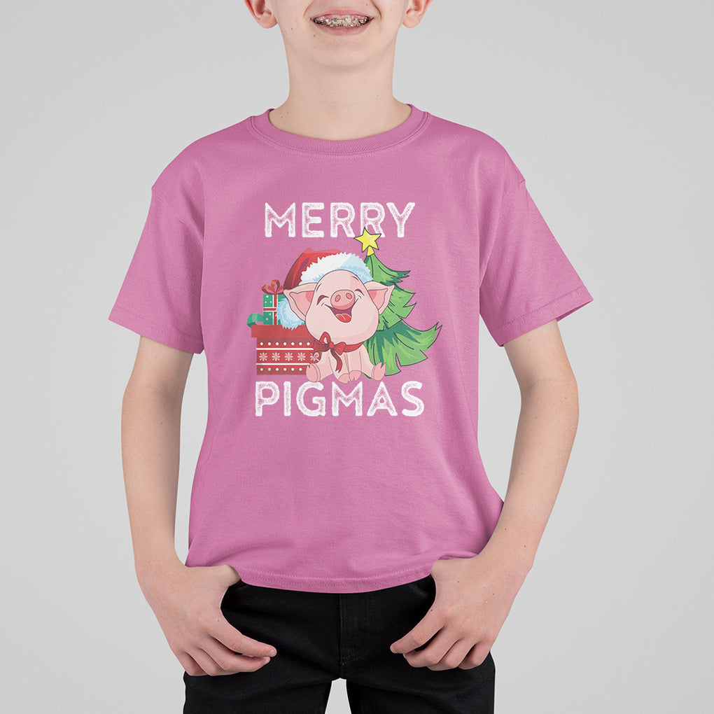 Merry Pigmas Pig Santa Christmas Light Farmer T Shirt For Kid TS09 Azalea Printyourwear