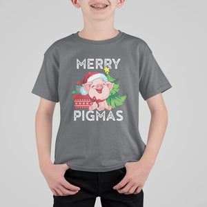 Merry Pigmas Pig Santa Christmas Light Farmer T Shirt For Kid TS09 Charcoal Printyourwear