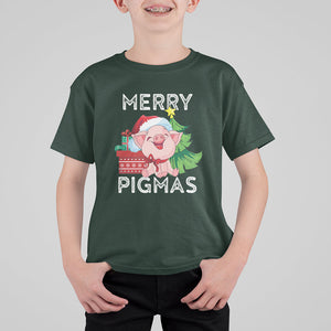 Merry Pigmas Pig Santa Christmas Light Farmer T Shirt For Kid TS09 Dark Forest Green Printyourwear