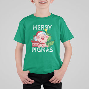 Merry Pigmas Pig Santa Christmas Light Farmer T Shirt For Kid TS09 Irish Green Printyourwear