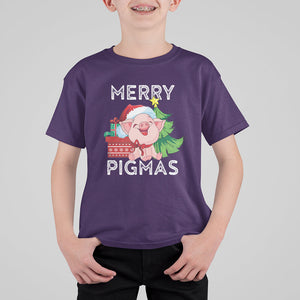 Merry Pigmas Pig Santa Christmas Light Farmer T Shirt For Kid TS09 Purple Printyourwear