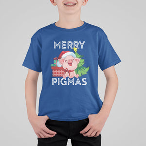 Merry Pigmas Pig Santa Christmas Light Farmer T Shirt For Kid TS09 Royal Blue Printyourwear