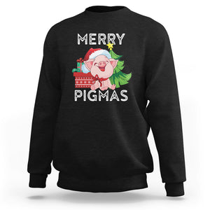 Merry Pigmas Pig Santa Christmas Light Farmer Sweatshirt TS09 Black Printyourwear