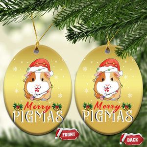 Merry Pigmas Christmas Cute Guinea Pig Christmas Ornament TS09 Oval Gold Print Your Wear