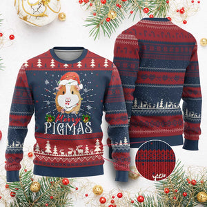 Merry Pigmas Christmas Cute Guinea Pig Ugly Christmas Sweater TS09 Burgundy Print Your Wear