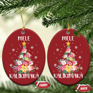 Xmas In Hawaii Christmas Ornament Mele Kalikimaka Hawaiian Christmas Tree Tropical Flower TS09 Oval Red Print Your Wear