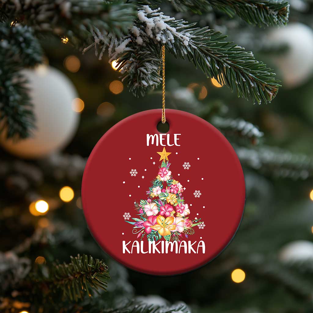 Xmas In Hawaii Christmas Ornament Mele Kalikimaka Hawaiian Christmas Tree Tropical Flower TS09 Print Your Wear