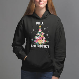 Mele Kalikimaka Hawaiian Christmas Tree Tropical Flower Hoodie TS09 Black Printyourwear