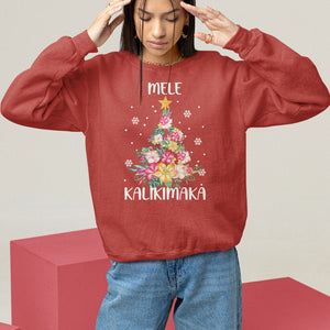 Mele Kalikimaka Hawaiian Christmas Tree Tropical Flower Sweatshirt TS09 Red Printyourwear