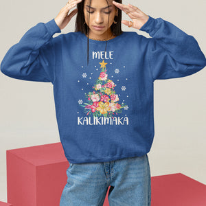 Mele Kalikimaka Hawaiian Christmas Tree Tropical Flower Sweatshirt TS09 Royal Blue Printyourwear