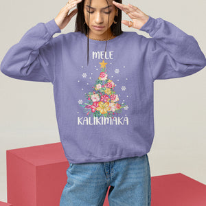 Mele Kalikimaka Hawaiian Christmas Tree Tropical Flower Sweatshirt TS09 Violet Printyourwear