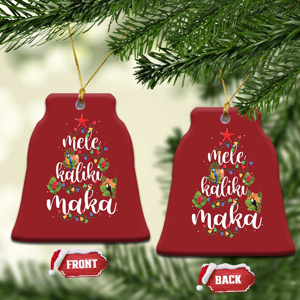 Mele Kalikimaka Hawaiian Xmas Tree Christmas Ornament TS09 Bell Flake Red Print Your Wear