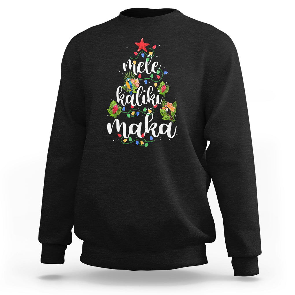 Mele Kalikimaka Hawaiian Christmas Tree Sweatshirt TS09 Black Printyourwear