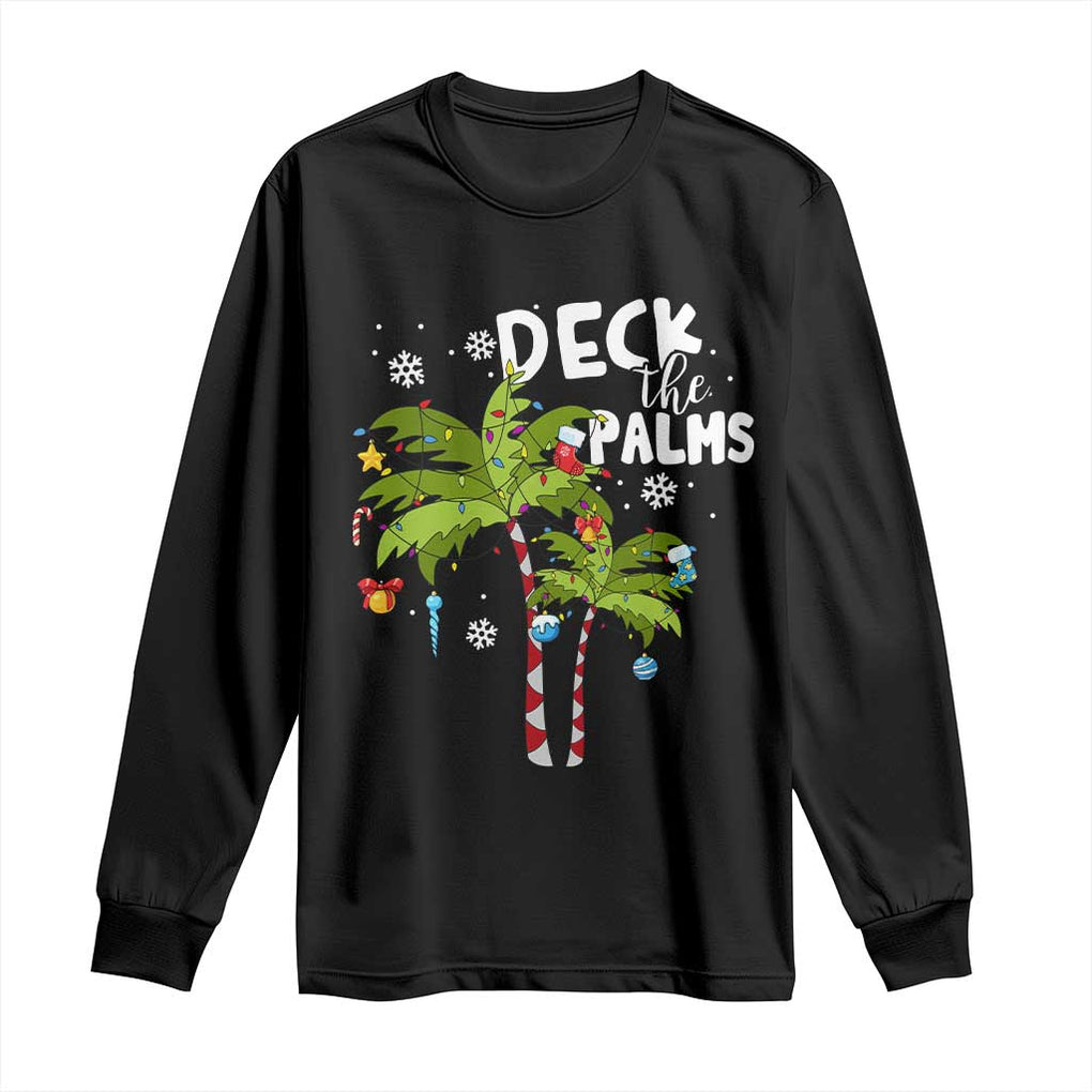 Christmas In Hawaii Long Sleeve Shirt Deck the Palms Xmas Tree TS09 Black Print Your Wear