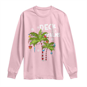 Christmas In Hawaii Long Sleeve Shirt Deck the Palms Xmas Tree TS09 Light Pink Print Your Wear