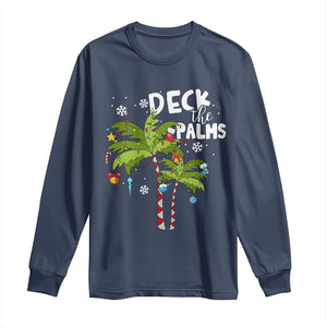 Christmas In Hawaii Long Sleeve Shirt Deck the Palms Xmas Tree TS09 Navy Print Your Wear