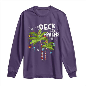 Christmas In Hawaii Long Sleeve Shirt Deck the Palms Xmas Tree TS09 Purple Print Your Wear