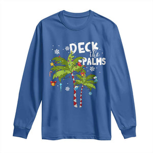 Christmas In Hawaii Long Sleeve Shirt Deck the Palms Xmas Tree TS09 Royal Blue Print Your Wear