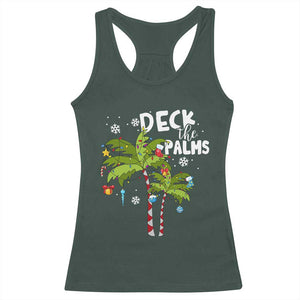 Christmas In Hawaii Racerback Tank Top Deck the Palms Xmas Tree TS09 Dark Forest Green Print Your Wear