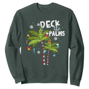 Christmas In Hawaii Sweatshirt Deck the Palms Xmas Tree TS09 Dark Forest Green Print Your Wear