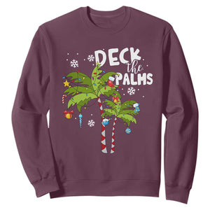 Christmas In Hawaii Sweatshirt Deck the Palms Xmas Tree TS09 Maroon Print Your Wear