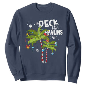 Christmas In Hawaii Sweatshirt Deck the Palms Xmas Tree TS09 Navy Print Your Wear