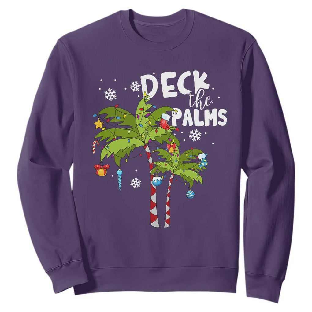 Christmas In Hawaii Sweatshirt Deck the Palms Xmas Tree TS09 Purple Print Your Wear
