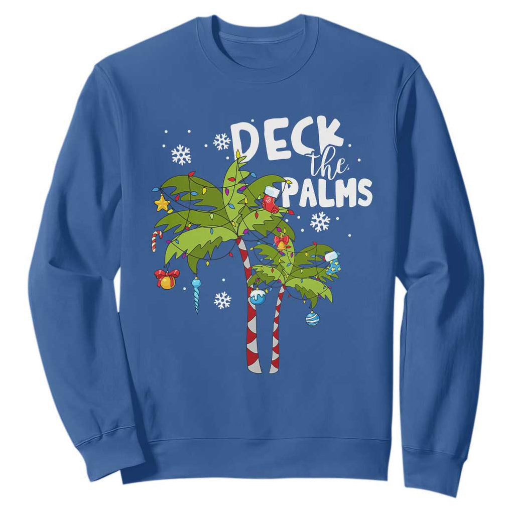 Christmas In Hawaii Sweatshirt Deck the Palms Xmas Tree TS09 Royal Blue Print Your Wear