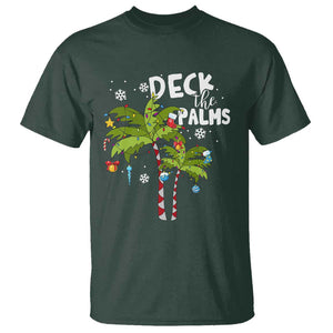 Christmas In Hawaii T Shirt Deck the Palms Xmas Tree TS09 Dark Forest Green Print Your Wear