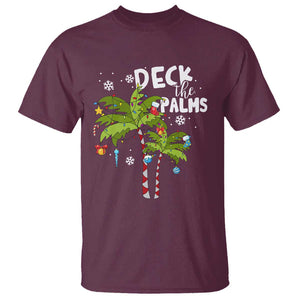 Christmas In Hawaii T Shirt Deck the Palms Xmas Tree TS09 Maroon Print Your Wear